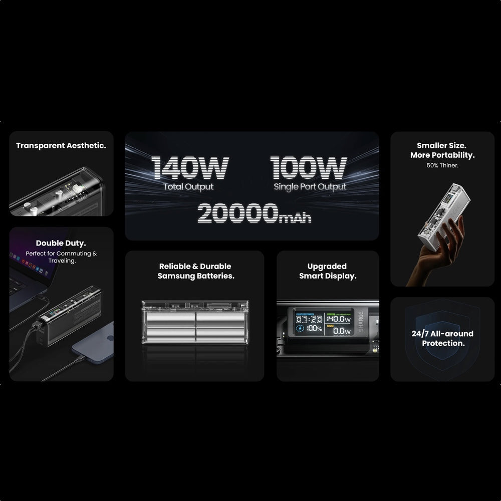 Accesorio sharge bateria shargeek 140 capacidad 20,000 mha color transparente Shop name