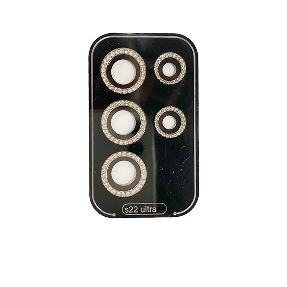 Accesorio el rey vidrio templado camara galaxy s22 ultra con brillantes color plateado Shop name