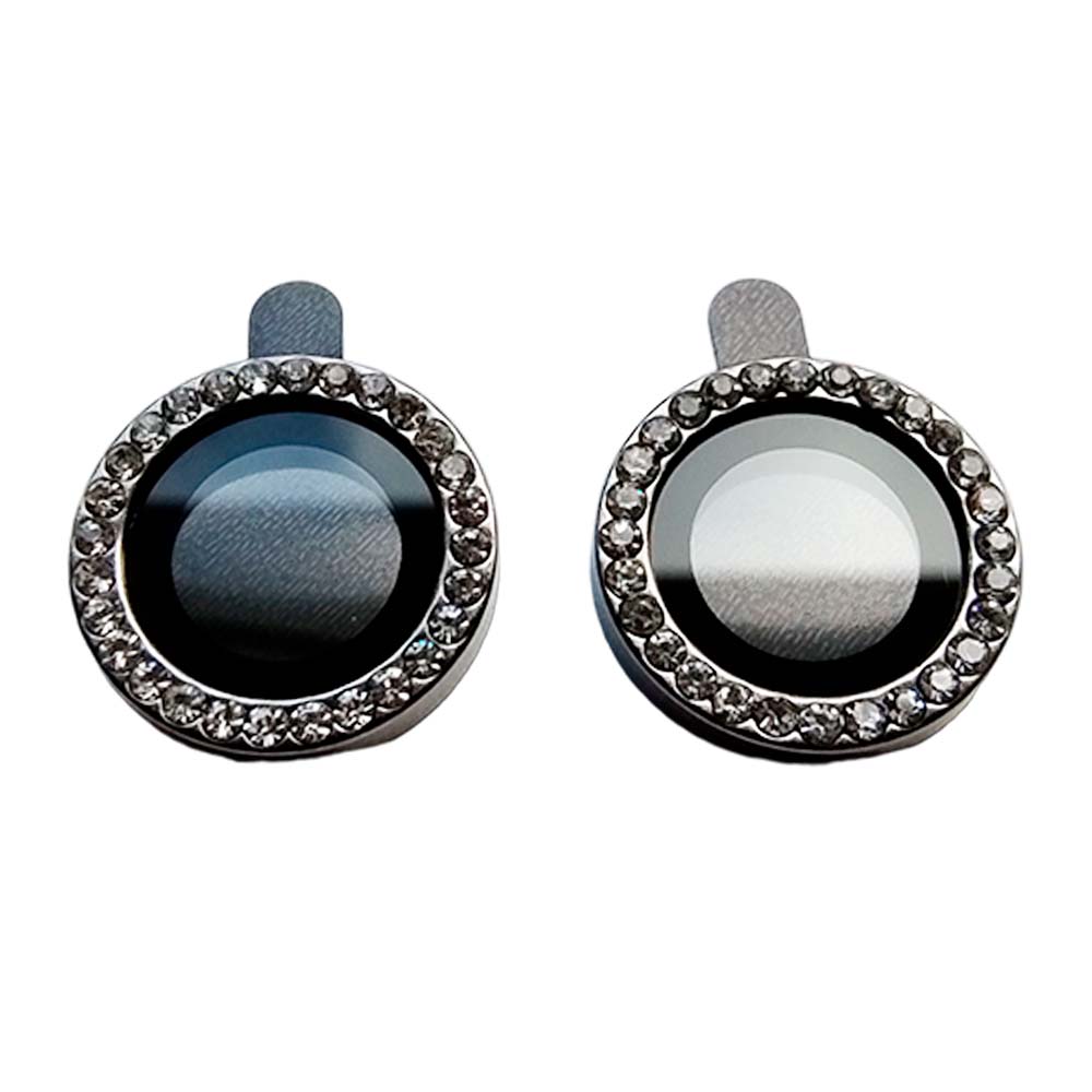 Accesorio el rey vidrio templado camara iphone 15 diamantes color gris Shop name