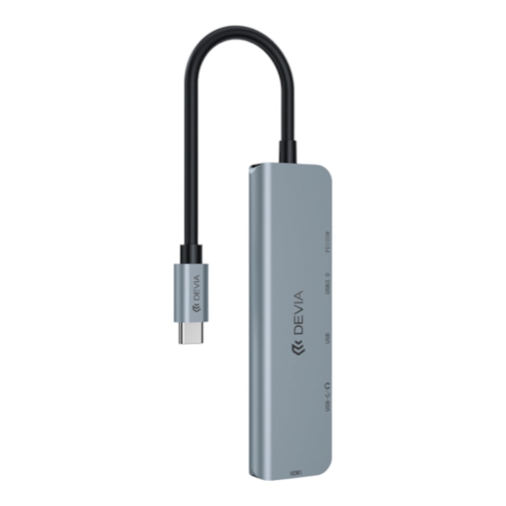 Devia EC702 Leopard Series C to USB*2+C+PD 100W+HDMI(4K)) 5 In 1 HUB color deep gray  Shop name