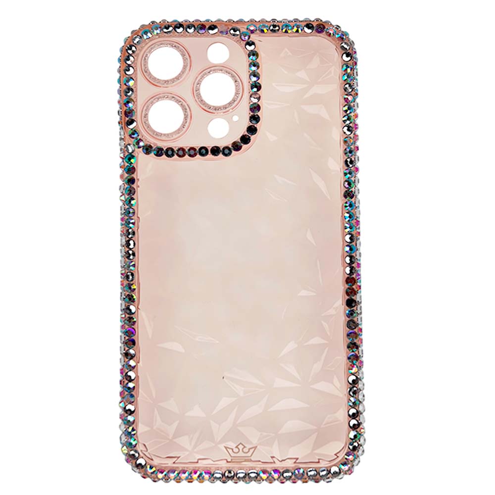 Estuche El Rey Marco IPhone 12 Pro Max Diamantes Transparente Rosado Shop name