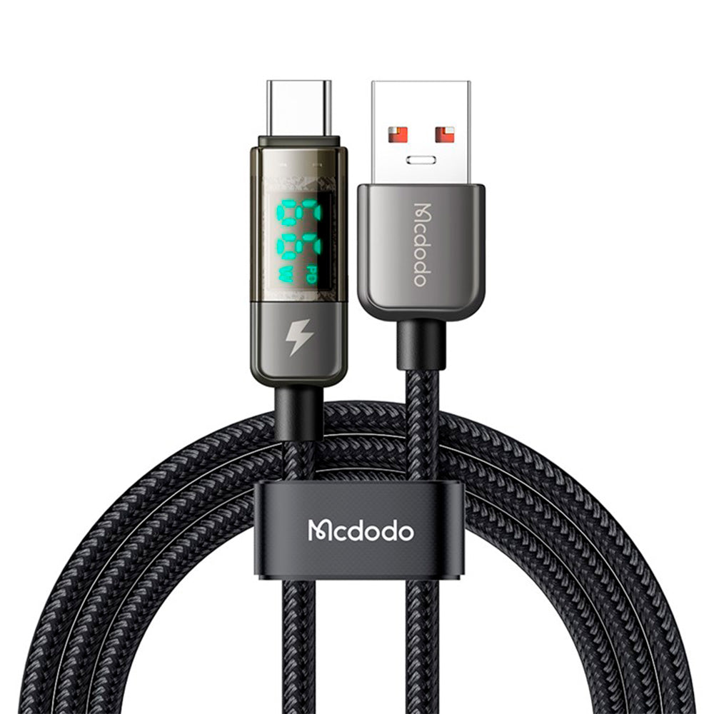 Cable mcdodo usb ca-3631 - 1.8 metros con la funcion de auto disconnect con pantalla led para indicador usb a tipo c color negro Shop name