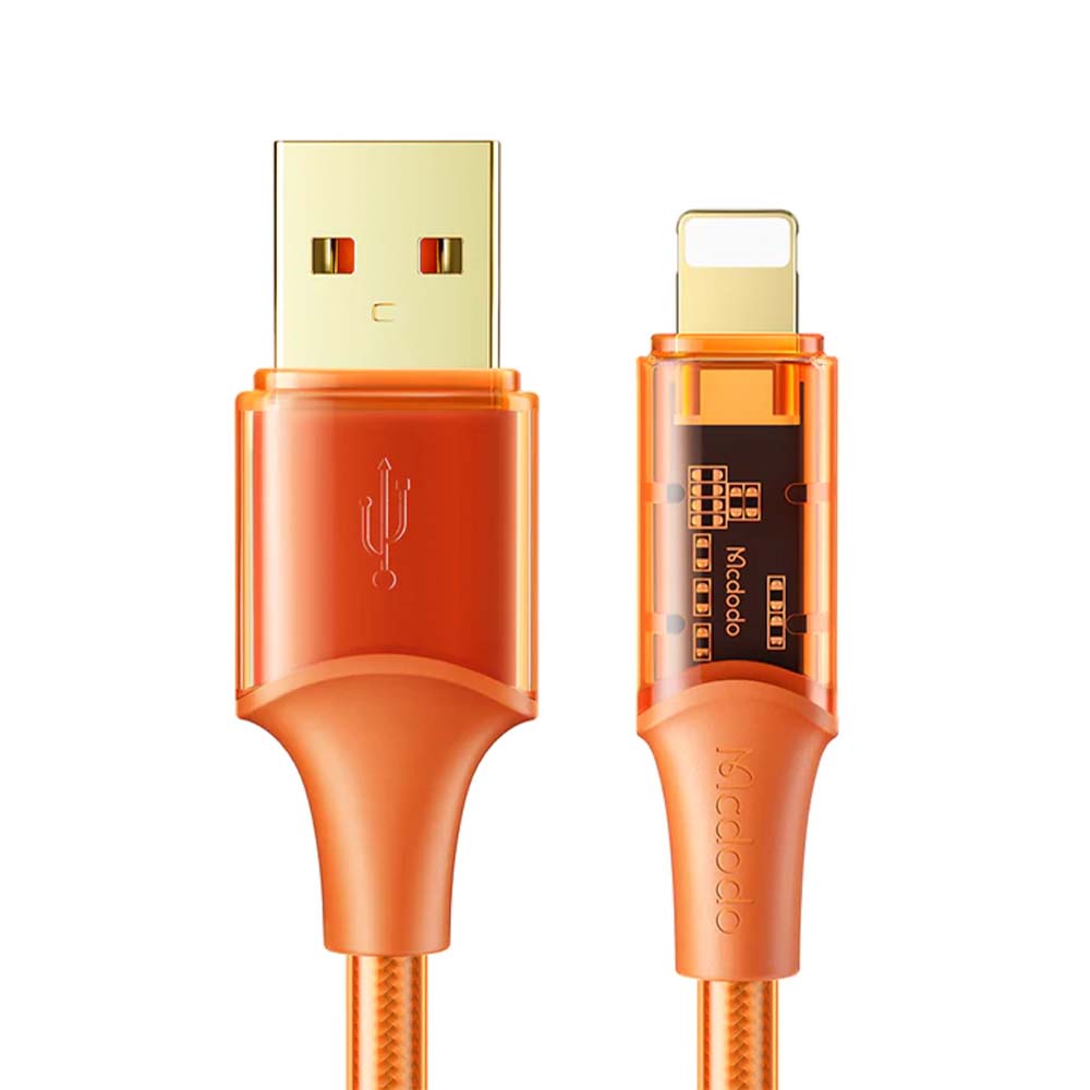 Cable mcdodo usb ca-2083 - 1.8 metros con la funcion de auto disconnect con pantalla para indicador usb a lightning color naranja Shop name