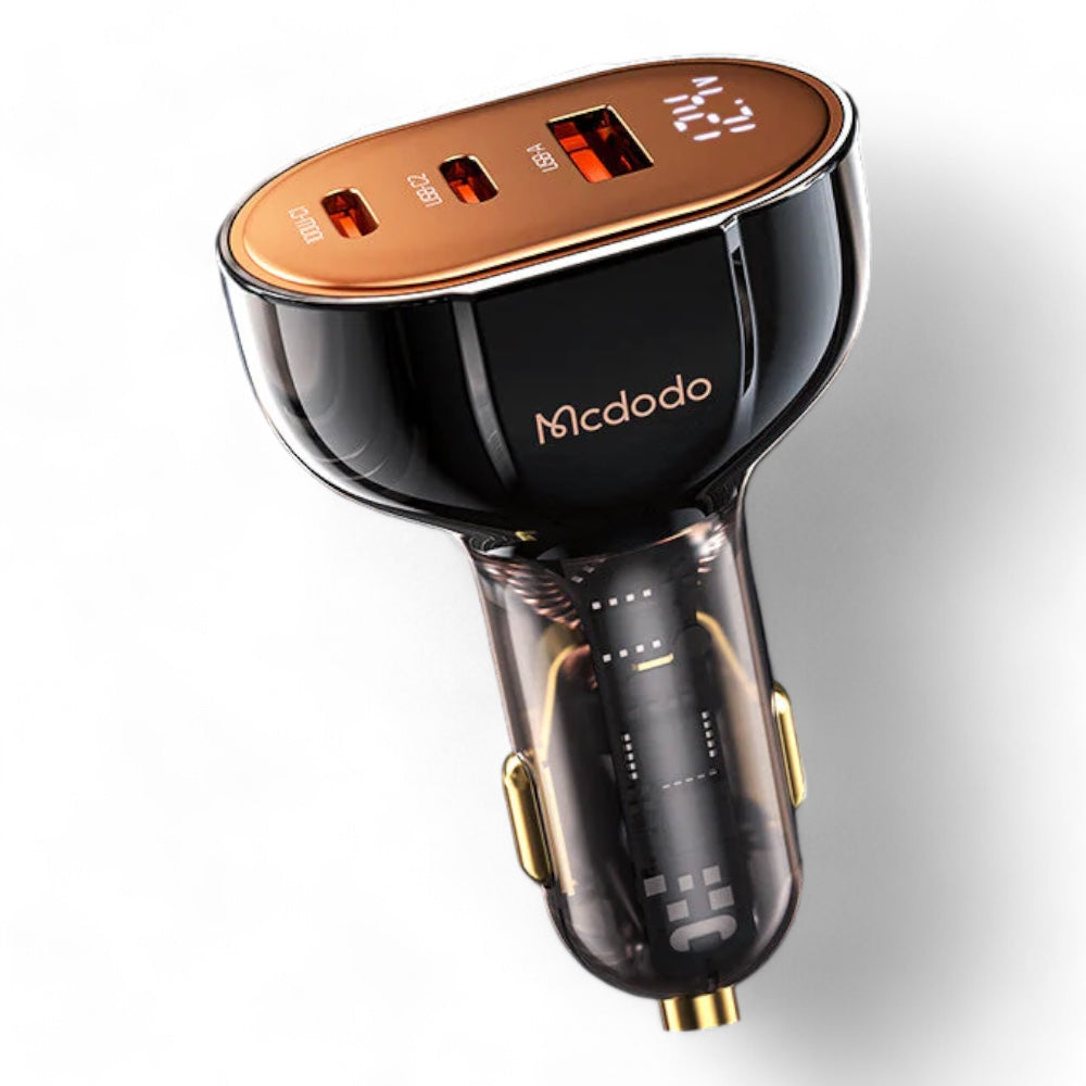 Cargador mcdodo carro cc-2310 100w pd car charger - prism series (3 ports, digital display) color negro Shop name