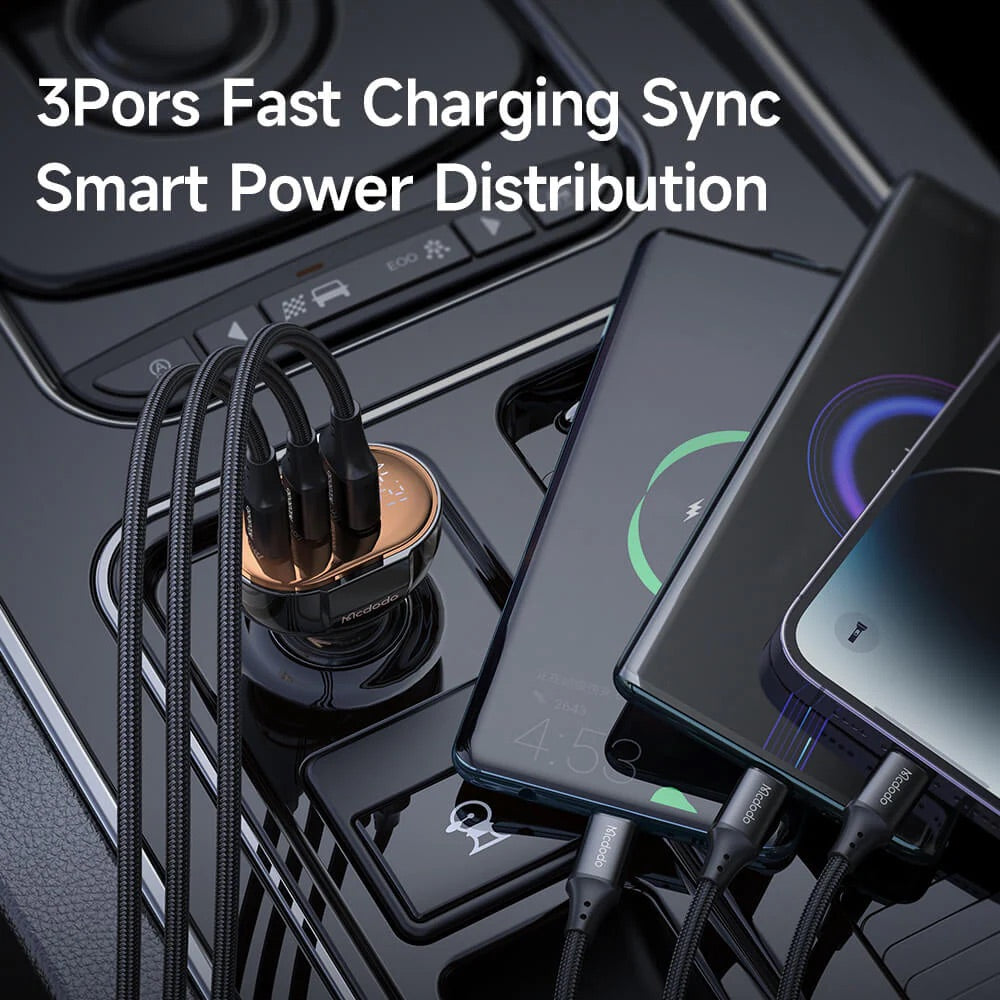 Cargador mcdodo carro cc-2310 100w pd car charger - prism series (3 ports, digital display) color negro Shop name