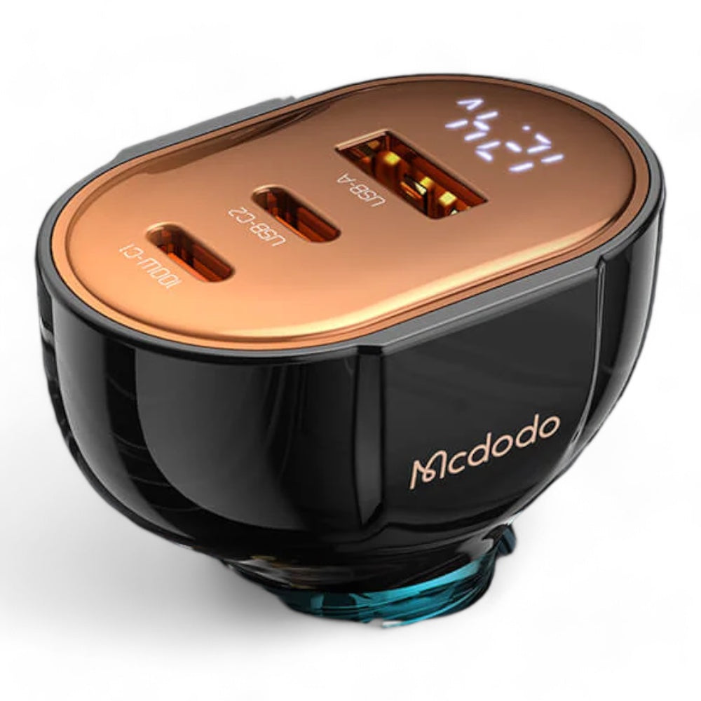 Cargador mcdodo carro cc-2310 100w pd car charger - prism series (3 ports, digital display) color negro Shop name