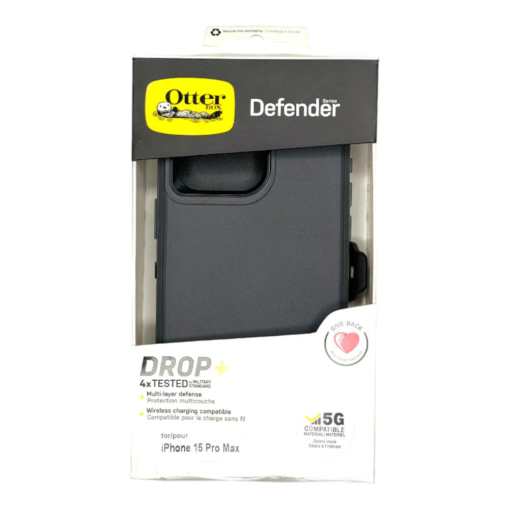 Estuche otterbox defender con clip color negro / gris modelo  iphone 15 pro max  Shop name