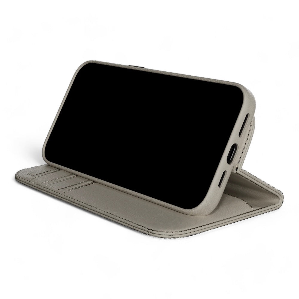 Estuche switcheasy folio iphone 16 pro card folio m leather flip phone case with stand starlight color multicolor Shop name