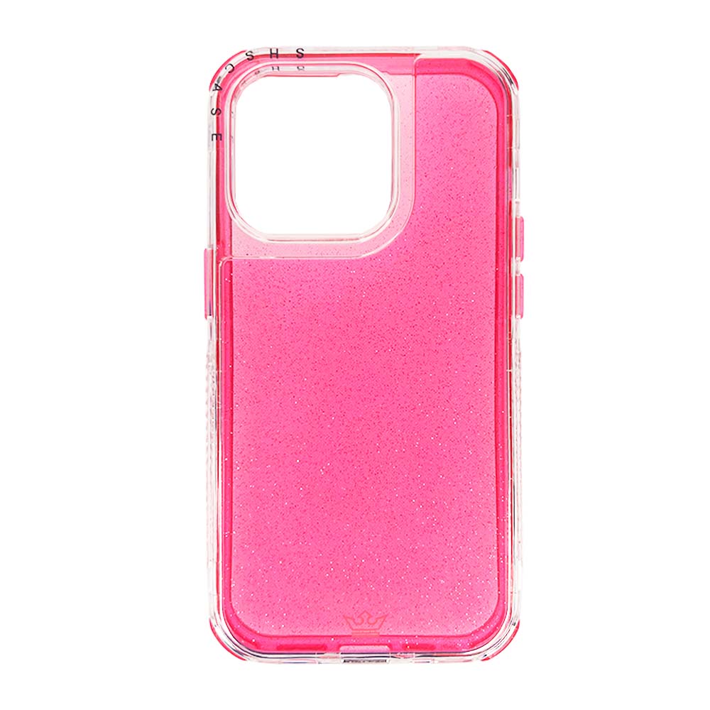 Estuche el rey glitter iphone 14 defender color fucsia