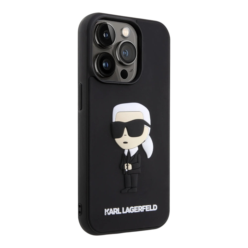 Estuche karl lagerfeld hard case iphone 15 pro - rubber black hard case 3d ikonik nft color negro