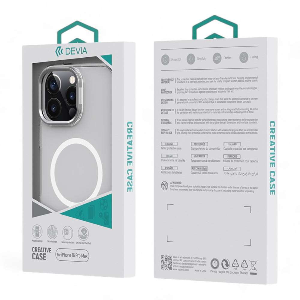 Estuche devia magsafe iphone 16 pro snow crystal series magnetic shockproof case with bracket color transparente Shop name