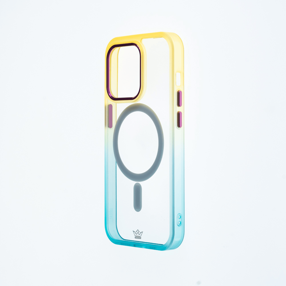Estuche magsafe el rey degrade borde y magsafe apple iphone 14 color amarillo / turquesa Shop name