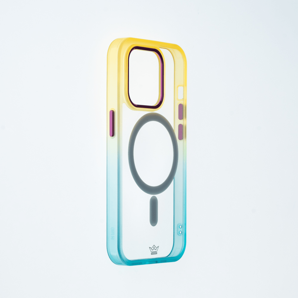 Estuche magsafe el rey degrade borde y magsafe apple iphone 14 color amarillo / turquesa Shop name