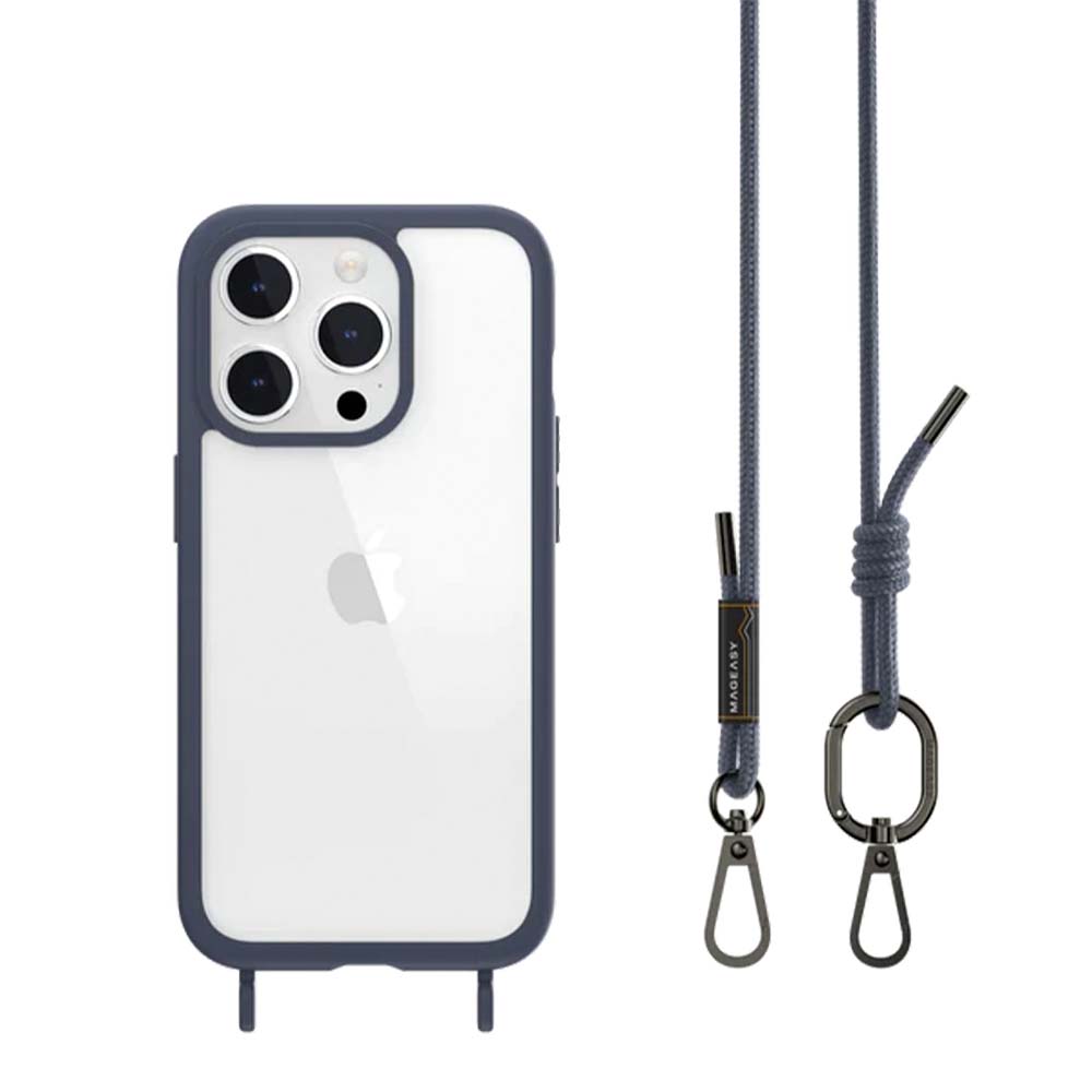Estuche mageasy roam iphone 15 pro roam + strap color azul
