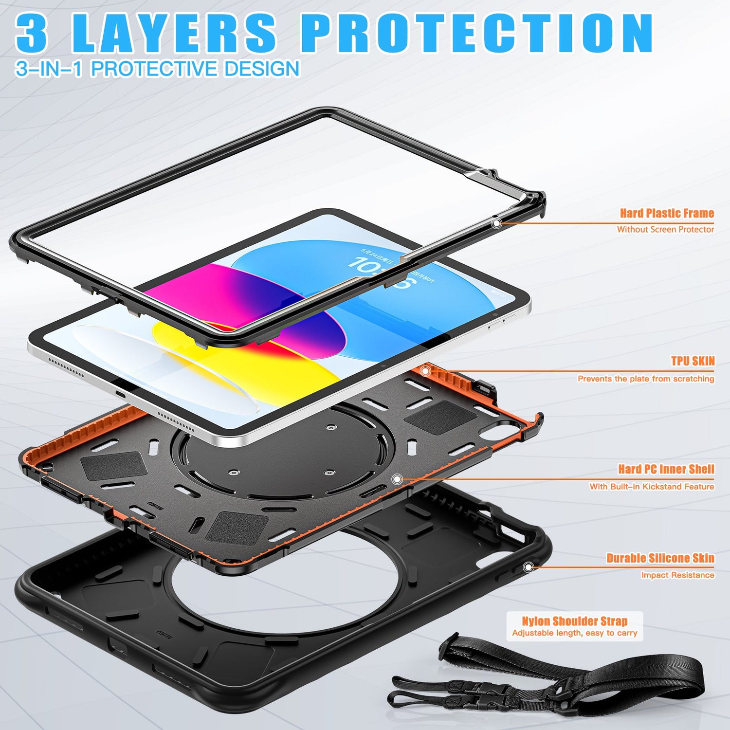 Estuche chief engineer b series modelo ipad 10 th color negro con strap Shop name