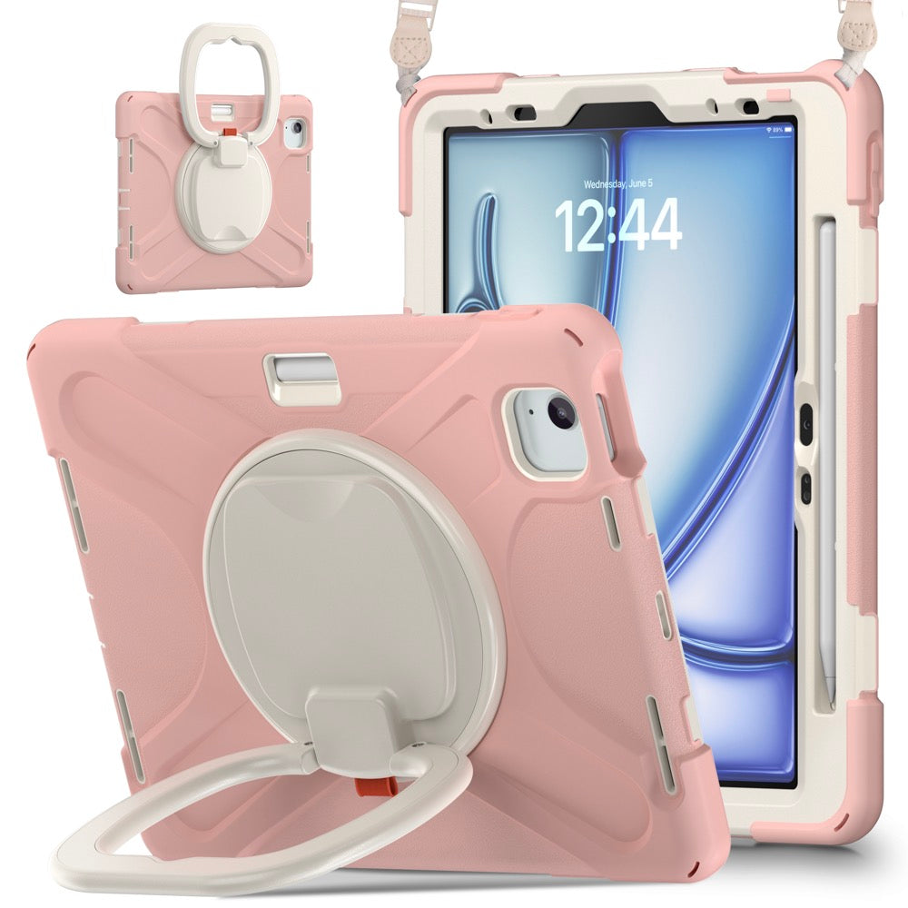Estuche pirate b series modelo ipad air 11 2024 color rosado / blanco con strap Shop name
