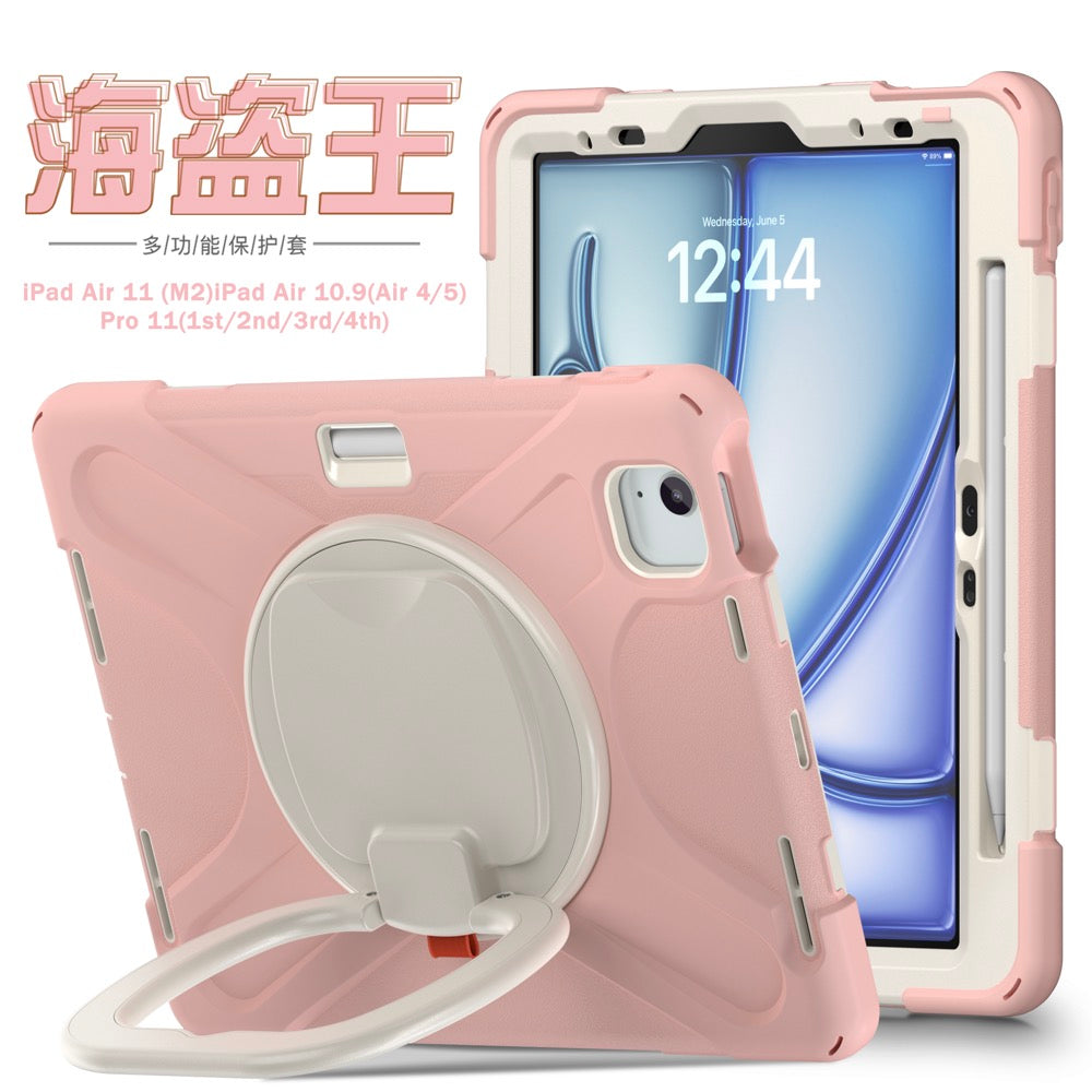 Estuche pirate b series modelo ipad air 11 2024 color rosado / blanco con strap Shop name