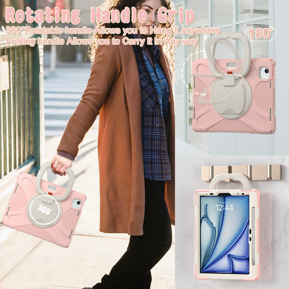 Estuche pirate b series modelo ipad air 11 2024 color rosado / blanco con strap Shop name