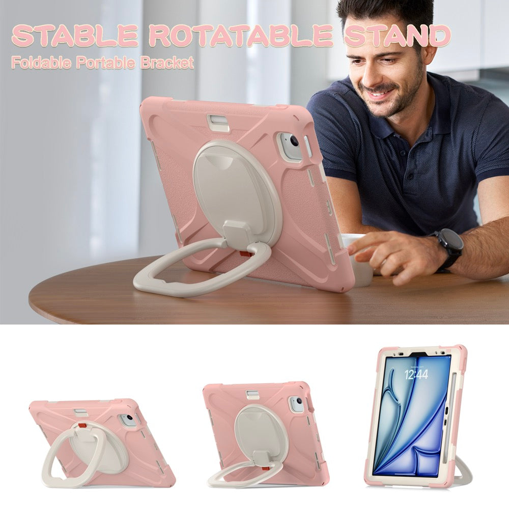 Estuche pirate b series modelo ipad air 11 2024 color rosado / blanco con strap Shop name