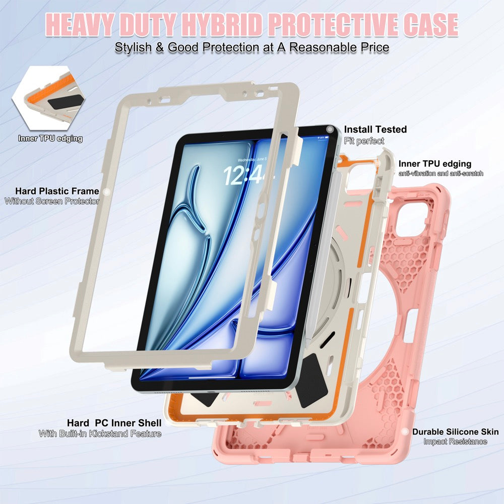 Estuche pirate b series modelo ipad air 11 2024 color rosado / blanco con strap Shop name