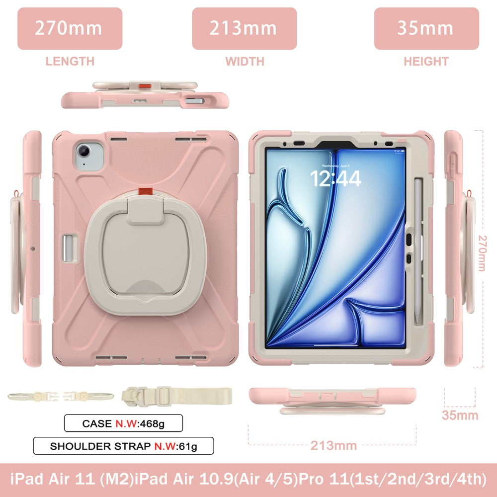 Estuche pirate b series modelo ipad air 11 2024 color rosado / blanco con strap Shop name