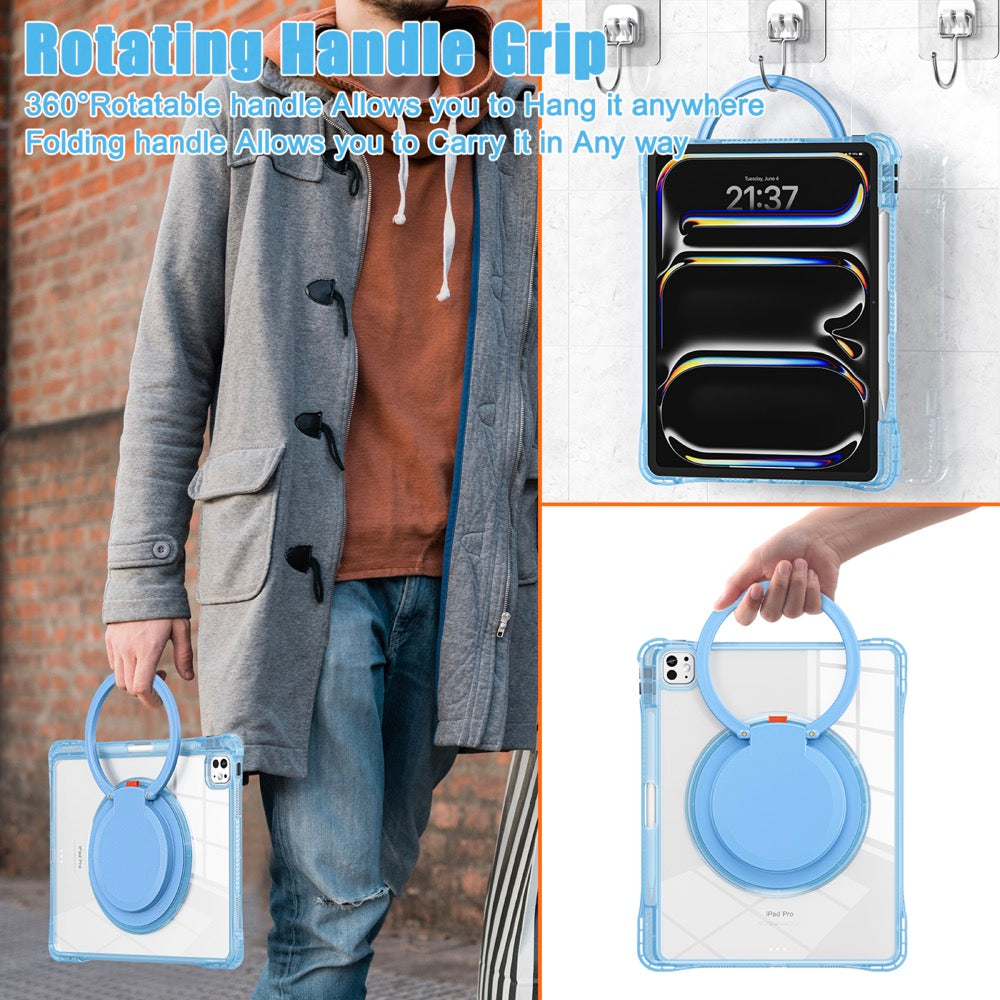 Estuche transparent b series modelo ipad pro 13 2024 color celeste con strap  Shop name