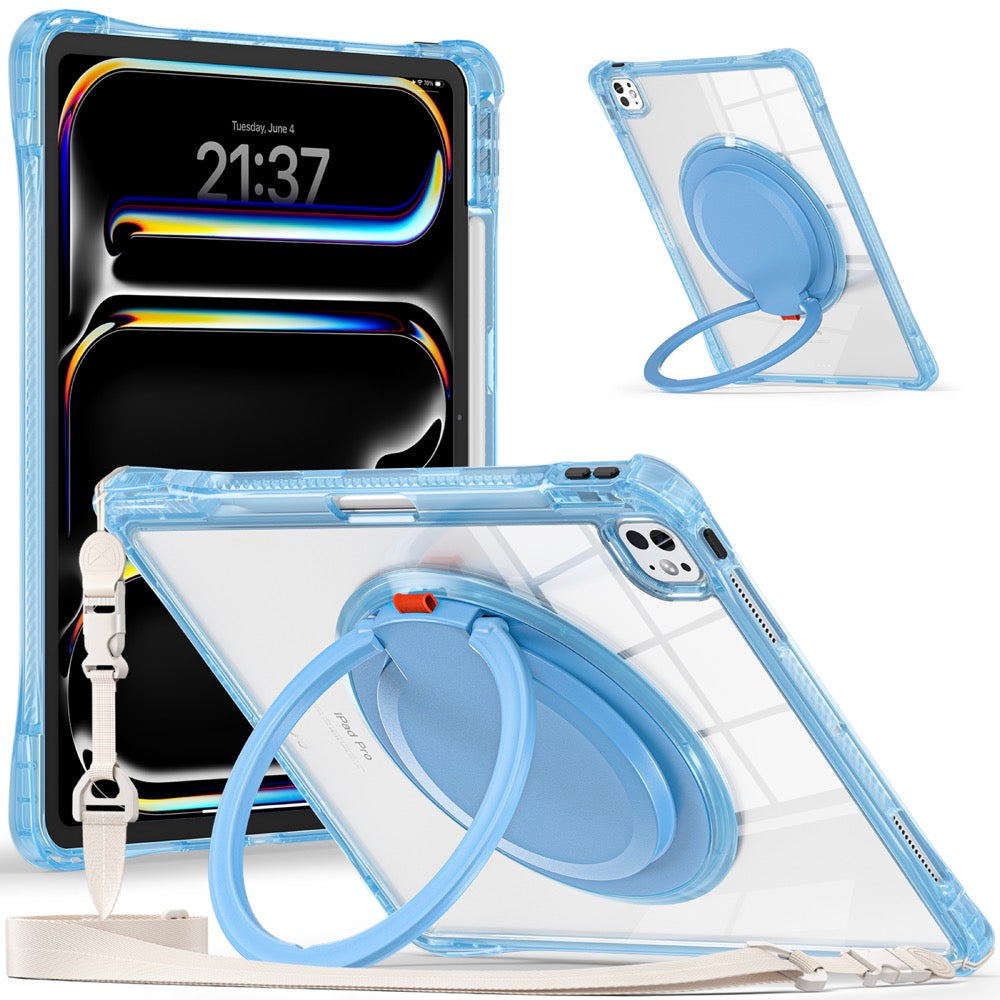 Estuche transparent b series modelo ipad pro 13 2024 color celeste con strap  Shop name