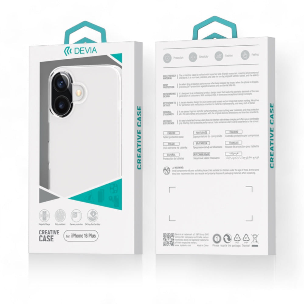 Estuche devia skin iphone 16 naked case(tpu) color transparente Shop name