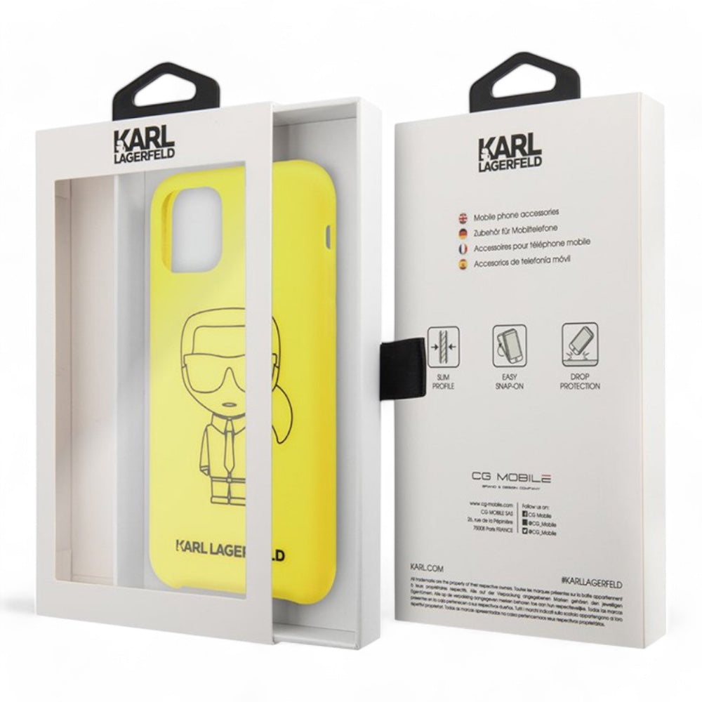Estuche karl lagerfeld silicone ikonik black outline yellow iphone 11 color amarillo Shop name