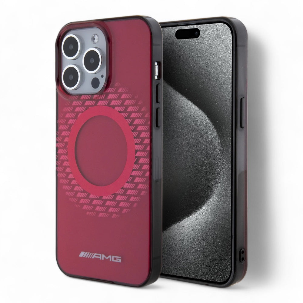 Estuche amg transparent magsafe case rhombuses iphone 15 pro max color rojo Shop name