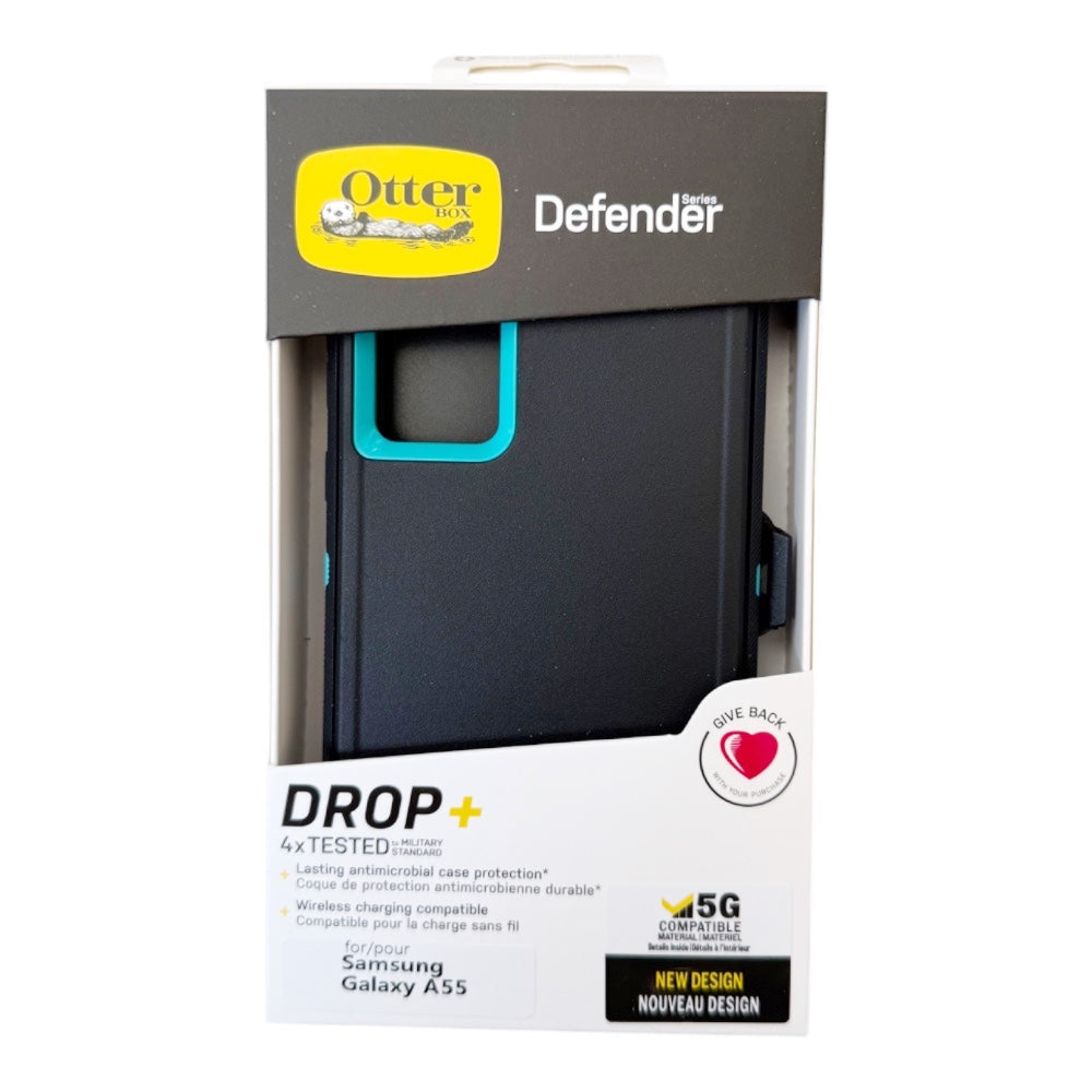 Estuche otterbox defender con clip color negro / menta modelo samsung a55