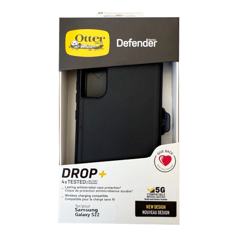 Estuche otterbox defender con clip color negro modelo samsung s22