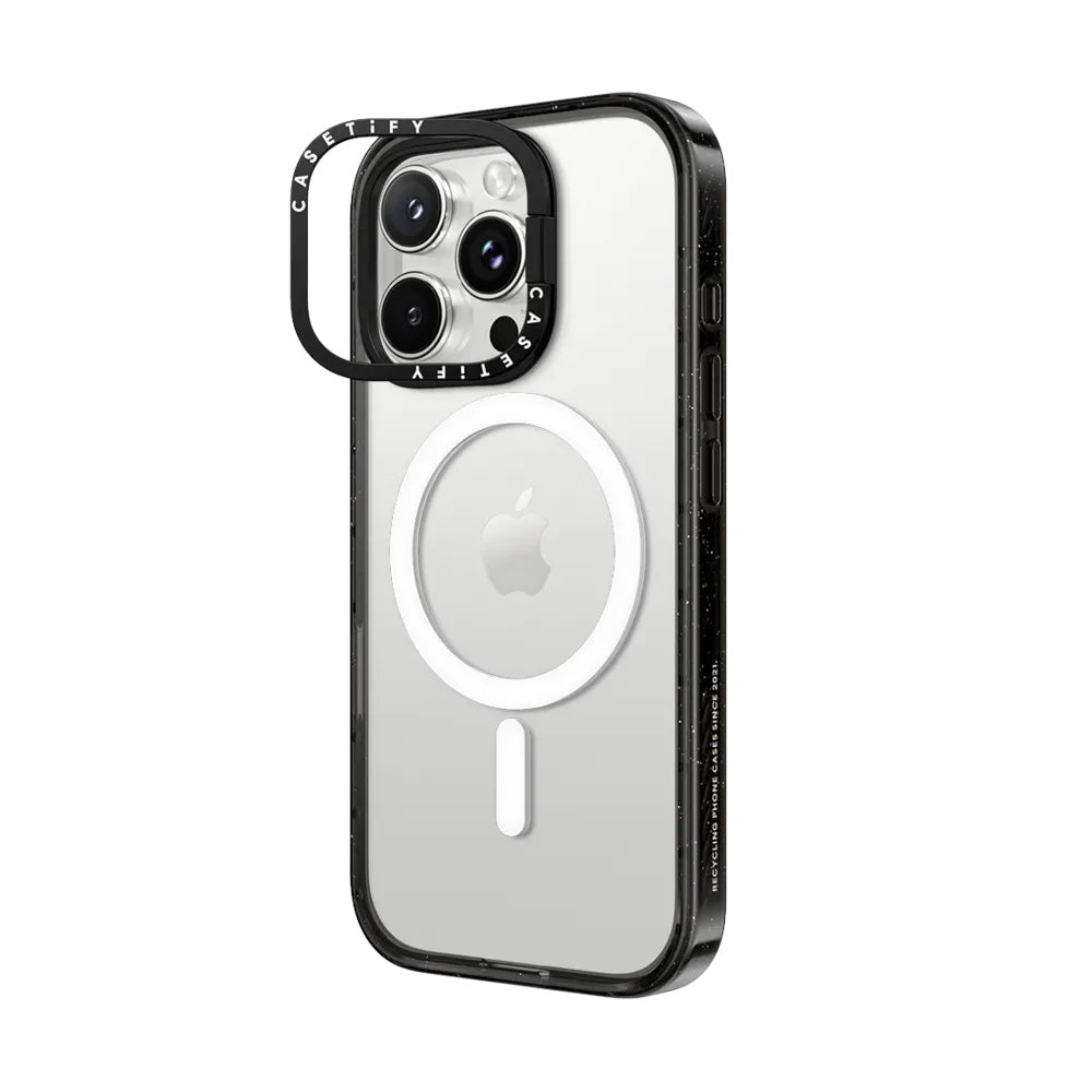 Casetify ring stand con magsafe marco negro iphone 15 pro color transparente