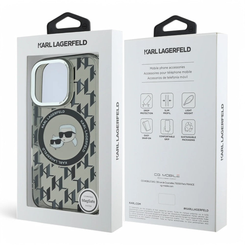 Karl Lagerfeld hc magsafe iml metal monogram kc heads black iphone 16 pro