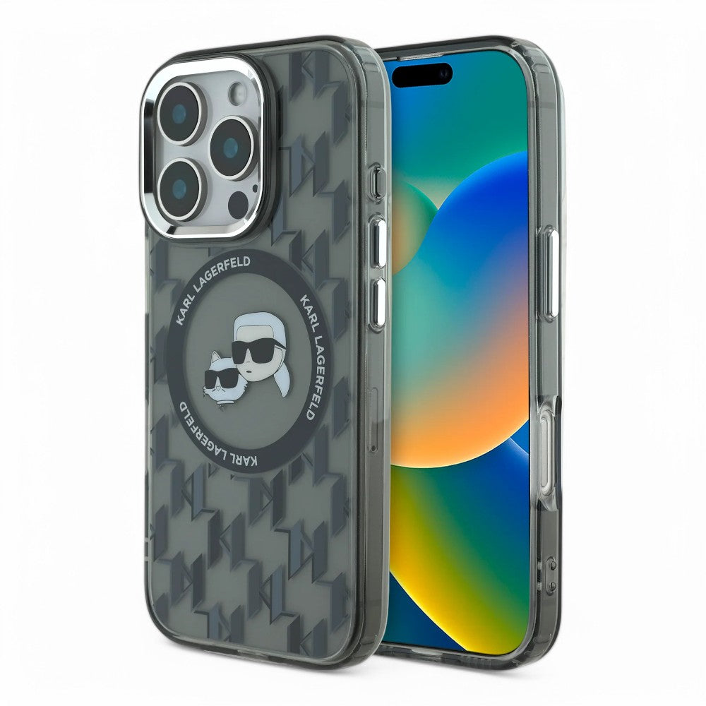 Karl Lagerfeld hc magsafe iml metal monogram kc heads black iphone 16 pro Shop name