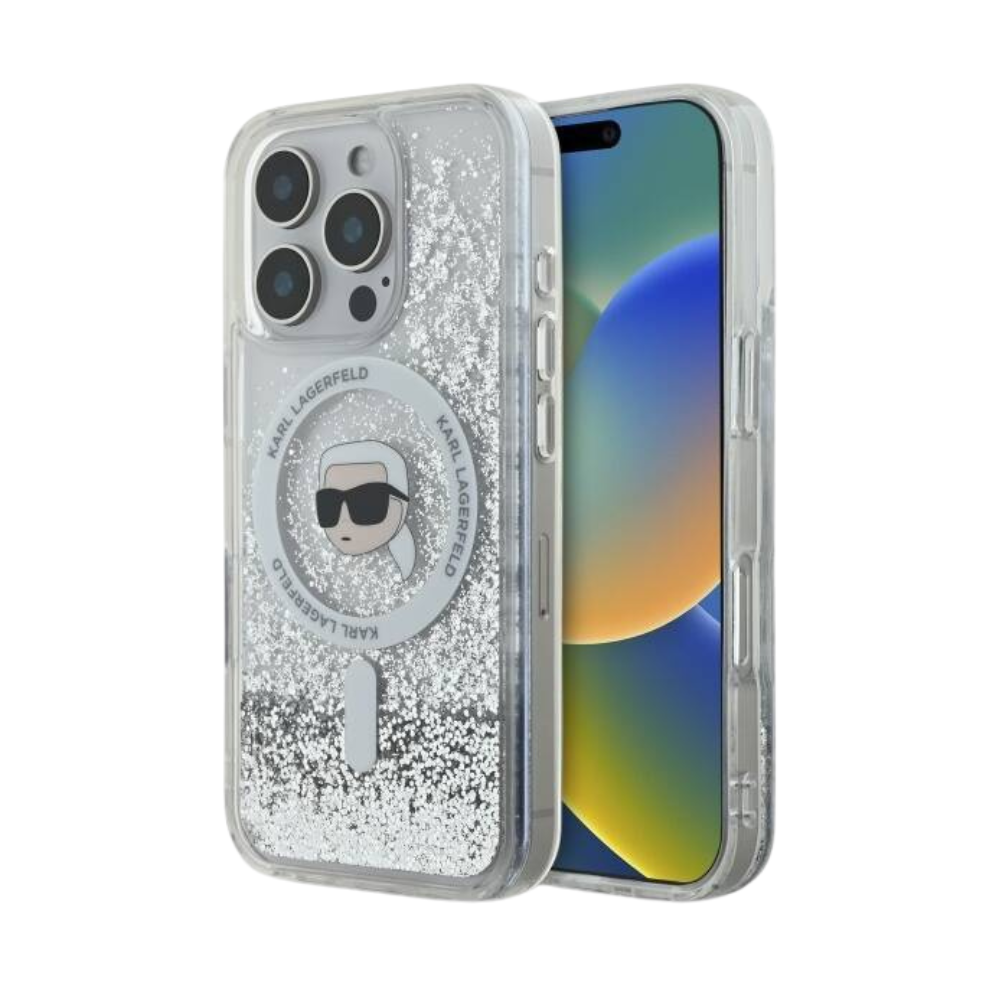 Karl Lagerfeld hc magsafe liq. glitter k. head transparent iphone 16 pro max