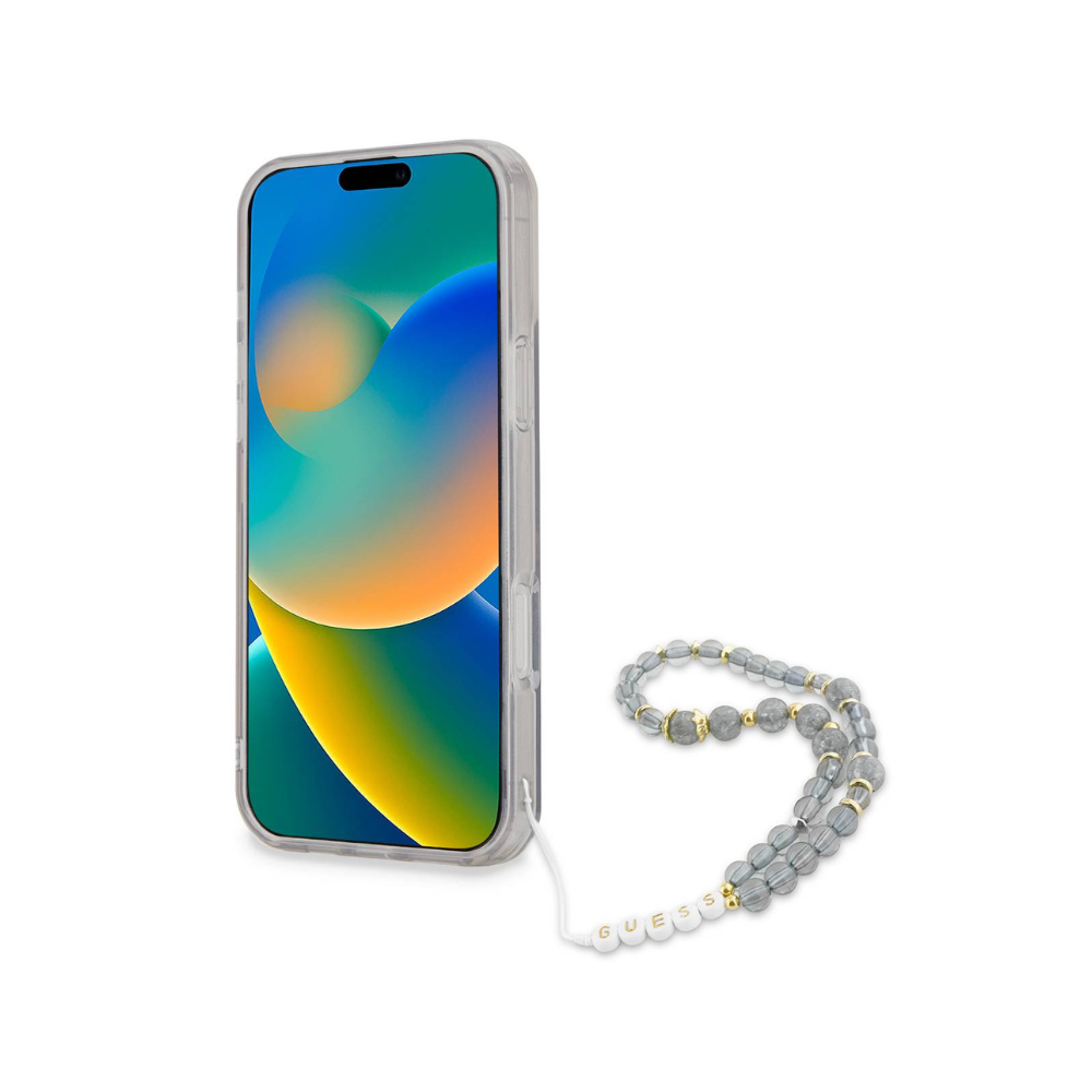 Guess hc magsafe grained pu w/flower charm strap pink iphone 16 pro Shop name