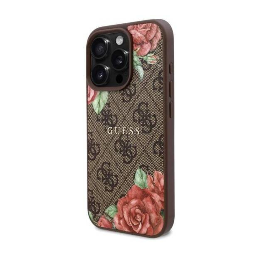 Guess hc magsafe pu 4g flowers print brown iphone 16 pro max Shop name
