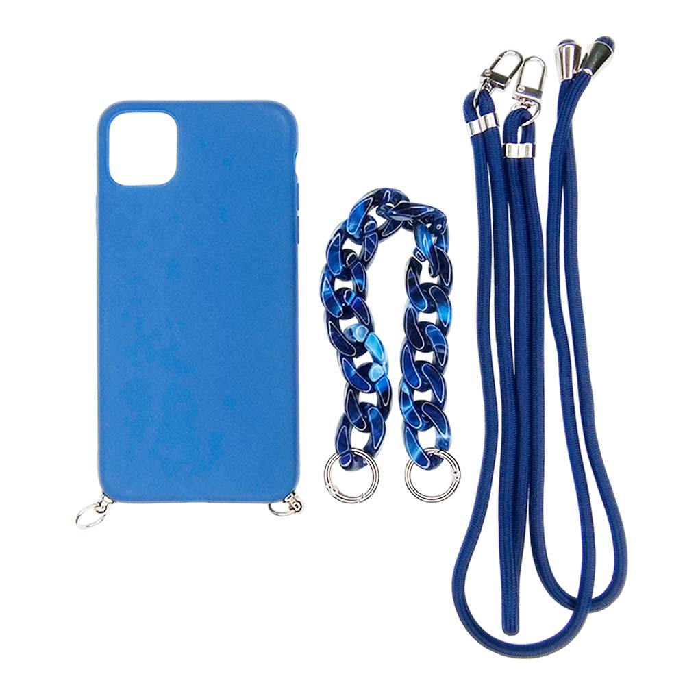 Estuche El Rey Para iPhone 13 Con Correa De Mano Y Hombro Azul Shop name