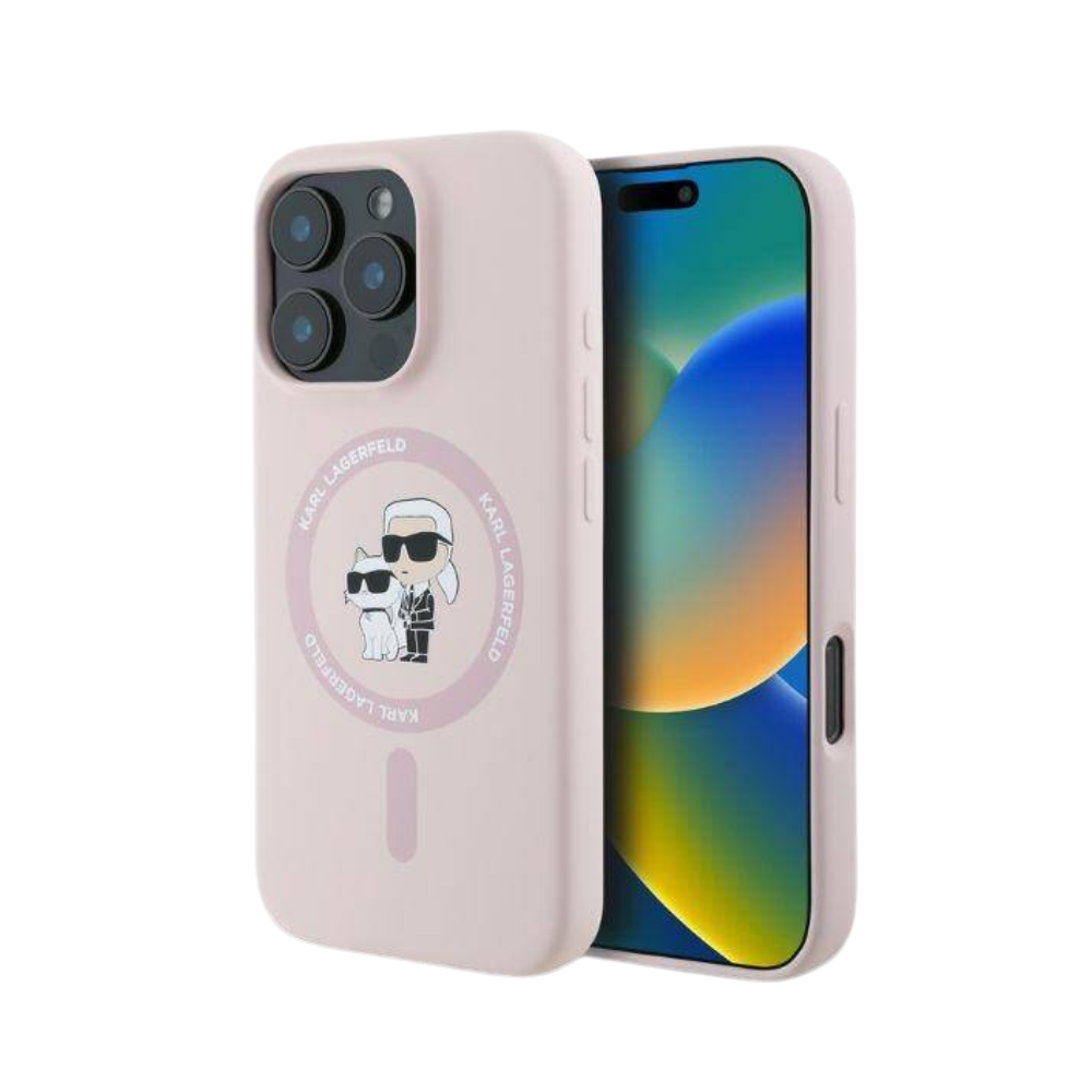 Karl Lagerfeld hc magsafe silicone kc heads ring pink iphone 16 pro Shop name
