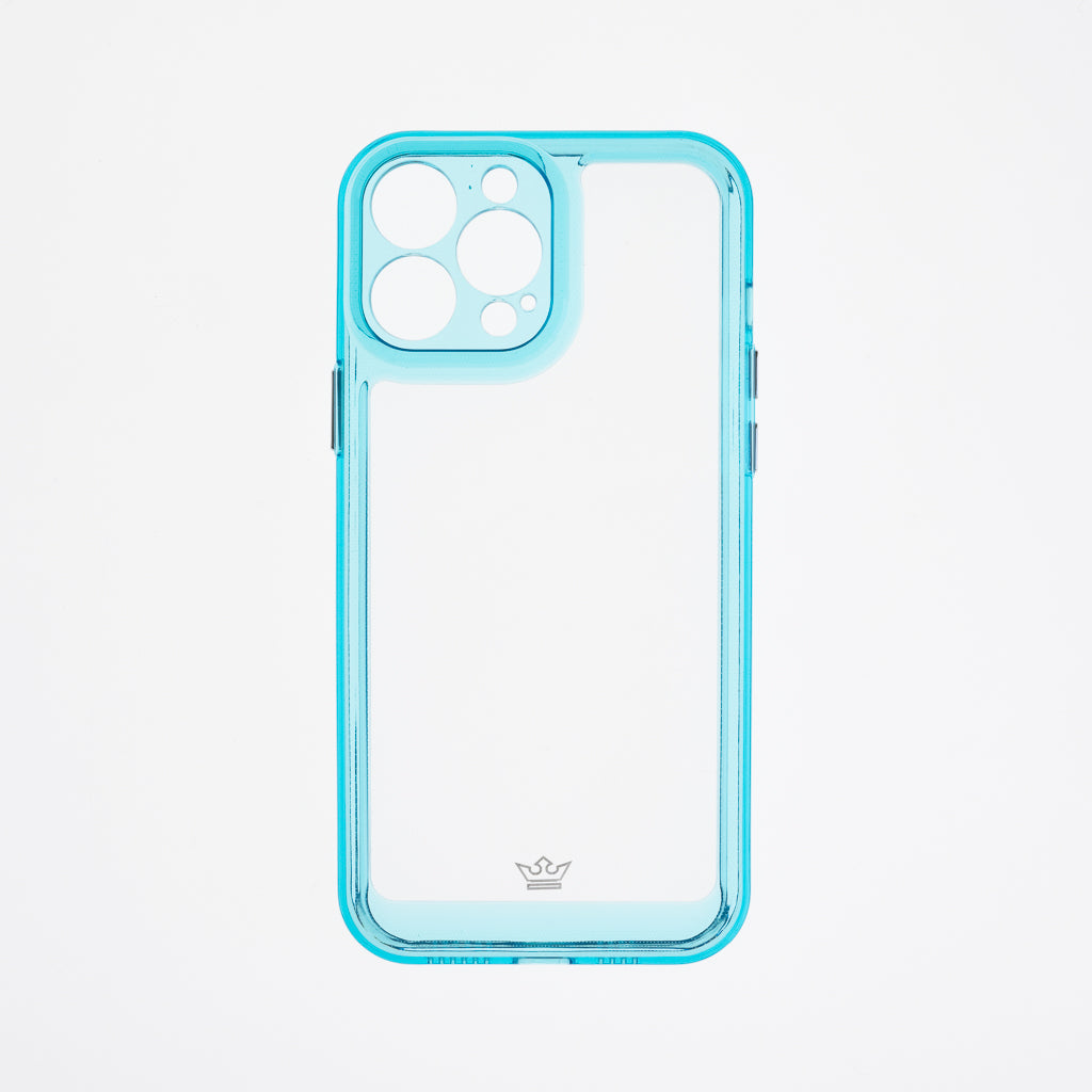 Estuche transparente el rey marco de apple iphone 13 pro max color turquesa / transparente
