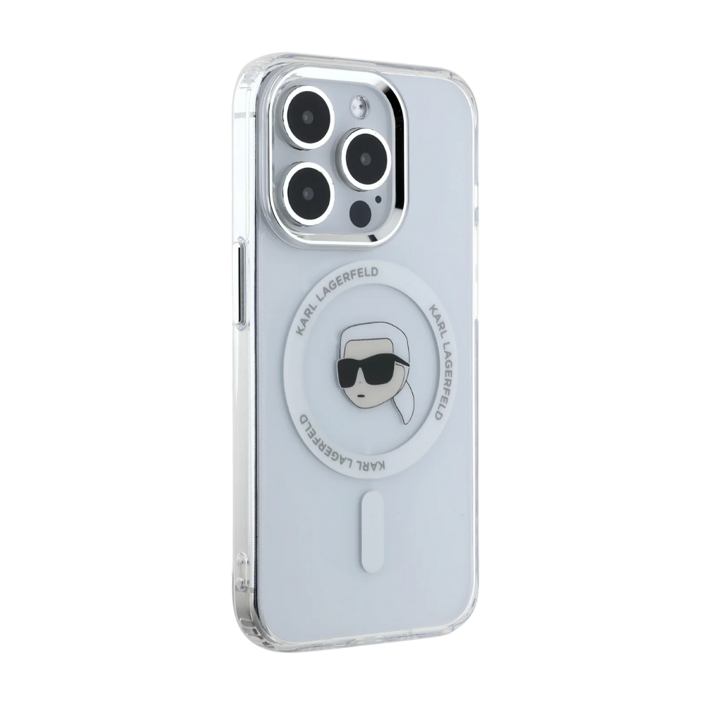 Karl Lagerfeld hc magsafe iml metal k. head white iphone 16 pro Shop name