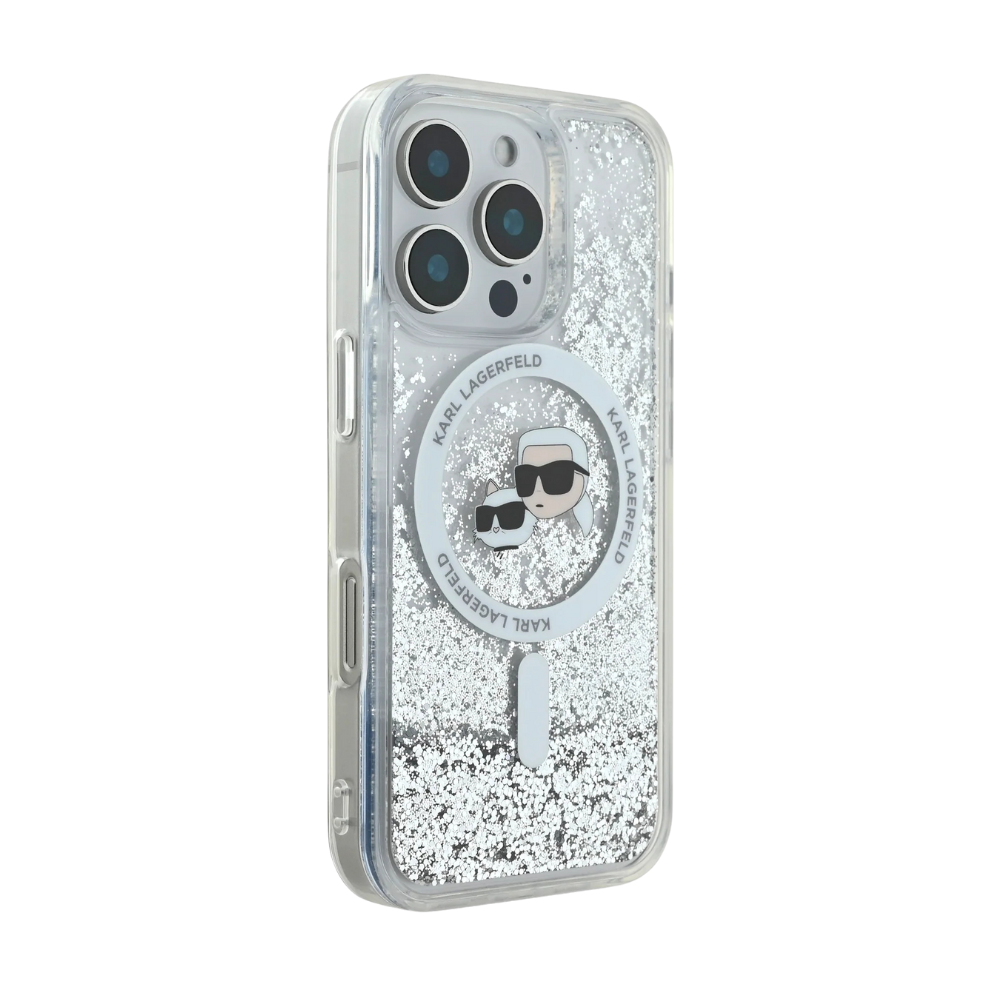 Funda Transparente MagSafe Karl Lagerfeld Liquid Glitter Para iPhone 16 Pro Shop name