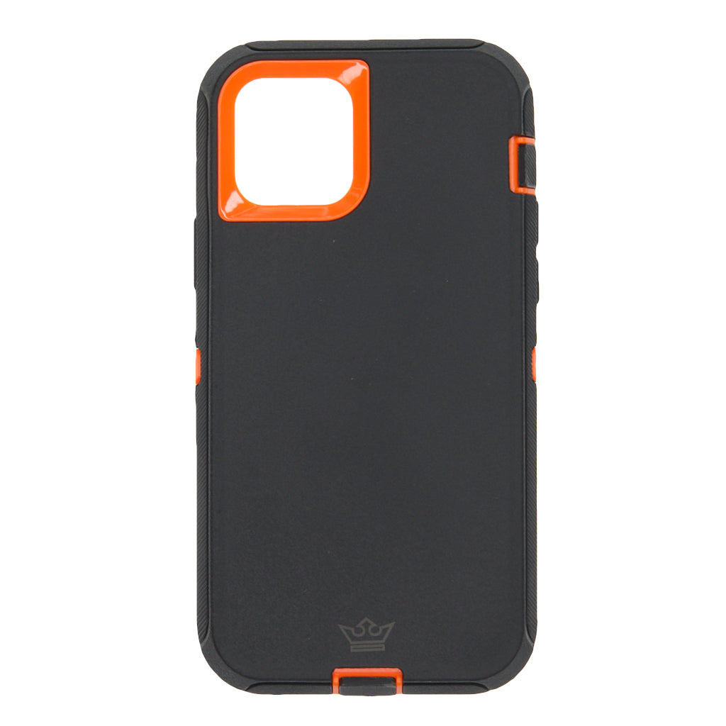 Estuche Protección el Rey Defender con Clip para iPhone 12 Pro Max Naranja Negro Shop name
