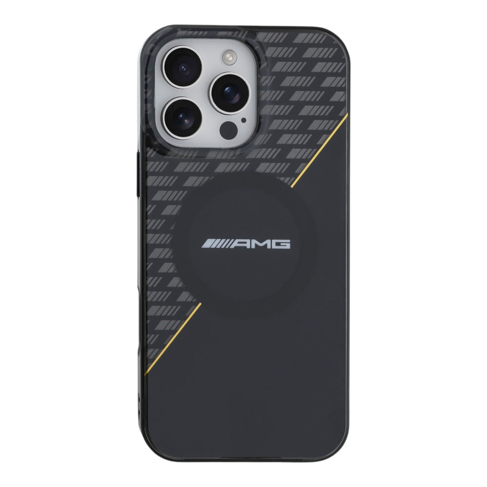 Estuche amg skin iphone 16 pro max amg hc magsafe double layer transparent rhombs black/yellow color negro Shop name