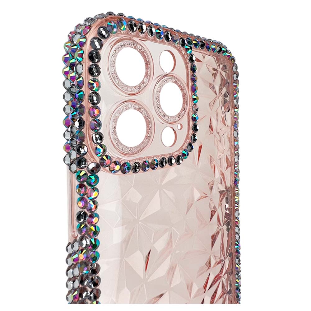 Estuche El Rey Marco IPhone 12 Pro Max Diamantes Transparente Rosado Shop name