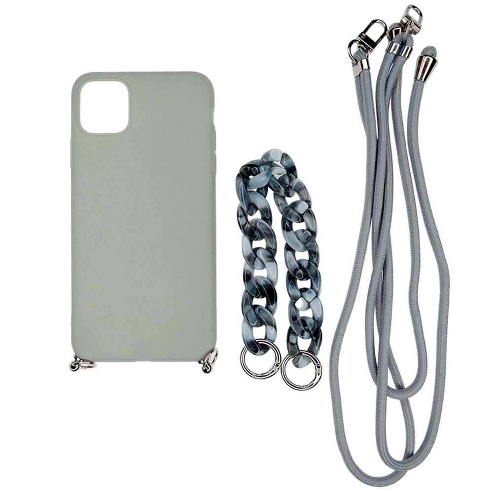 Estuche El Rey Para Iphone 12 Pro Max Con Correa De Mano Y De Hombro Color Gris Shop name