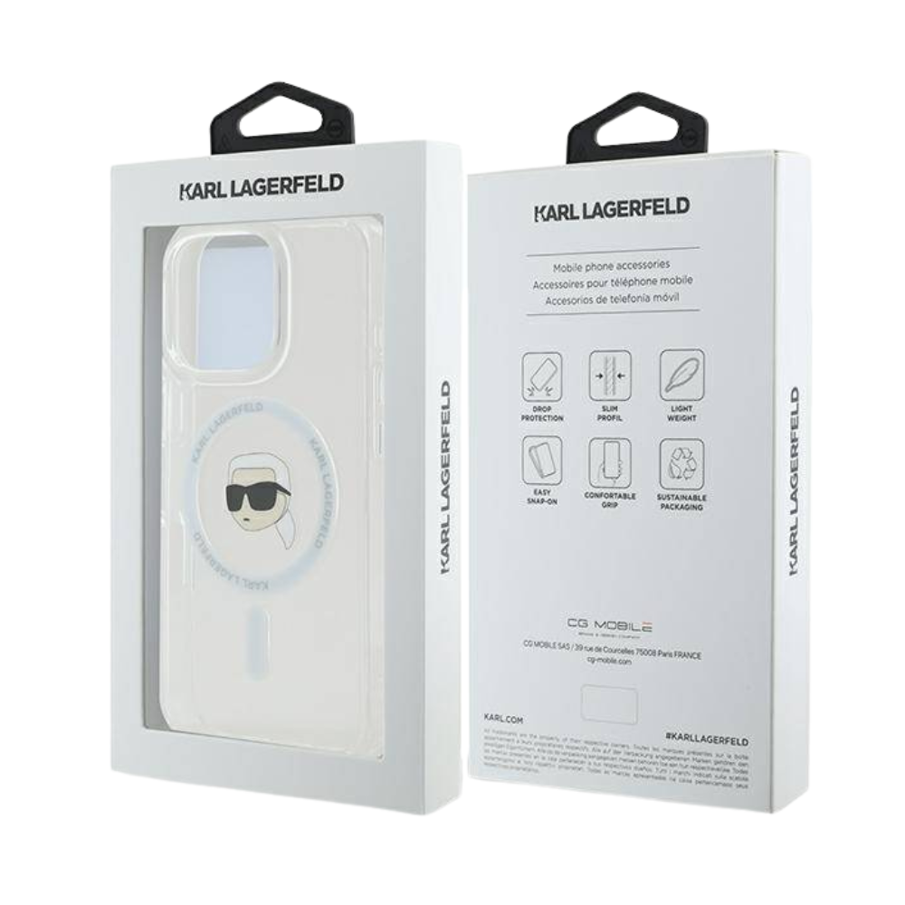 Karl Lagerfeld hc magsafe iml metal k. head white iphone 16 pro max Shop name