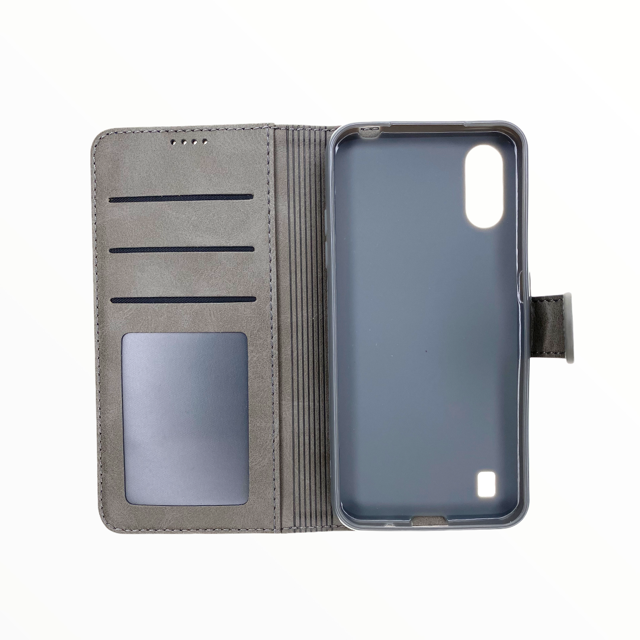Estuche carteras lc imeeke folio libreta con porta tarjeta samsung a01 color gris  Shop name
