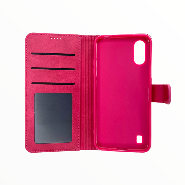 Estuche carteras lc imeeke folio libreta con porta tarjeta samsung a01 color rosado  Shop name